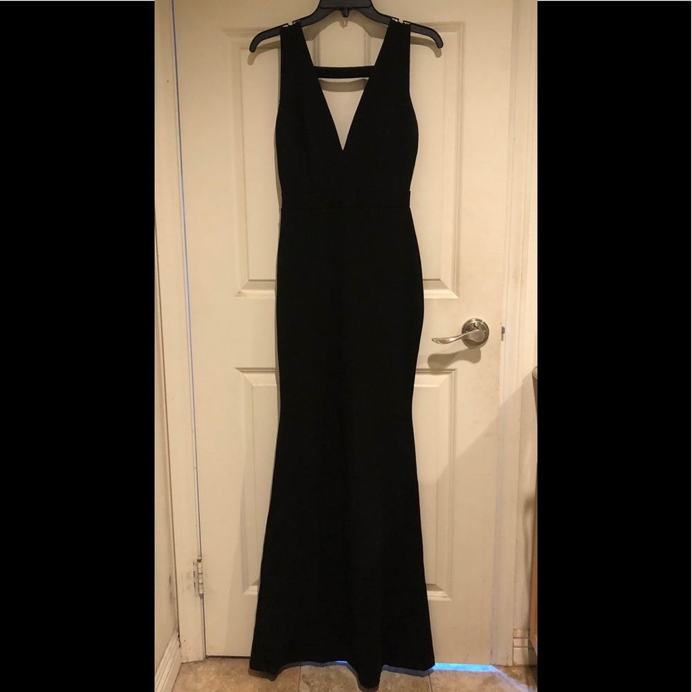 Windsor Black V-neck Floor Length Gown